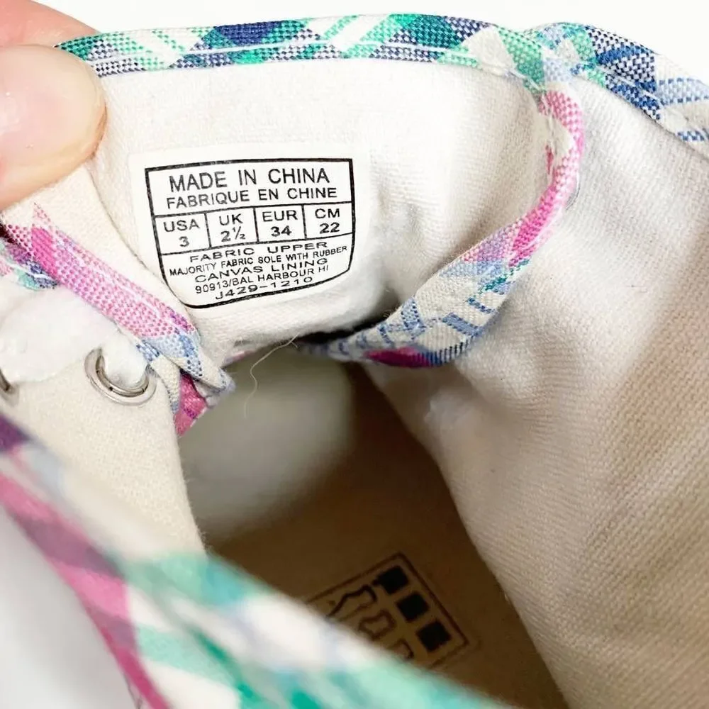 Polo Ralph Lauren Big Kid Plaid Preppy Bal Harbour Hi Multi 91039 Sneaker Size 3